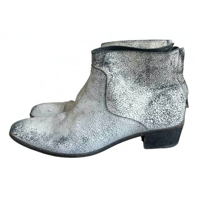 Pre-owned Swildens Leather Ankle Boots In White | ModeSens