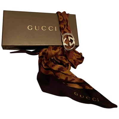 Pre-owned Gucci Brown Silk Scarf