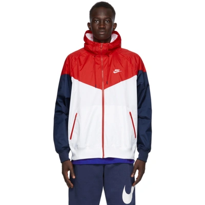 Nike Men's Sportswear Colorblocked Windrunner Jacket In White/university Red/midnight  Navy | ModeSens