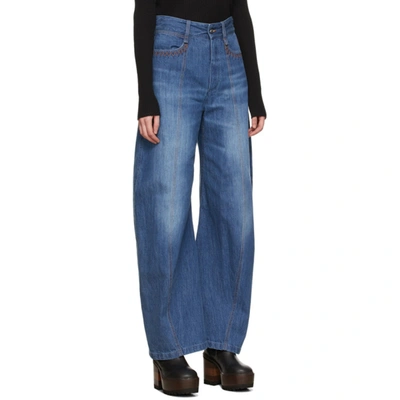 Shop Chloé Chloe Blue Organic Cotton Wide Jeans In 49x Denim B