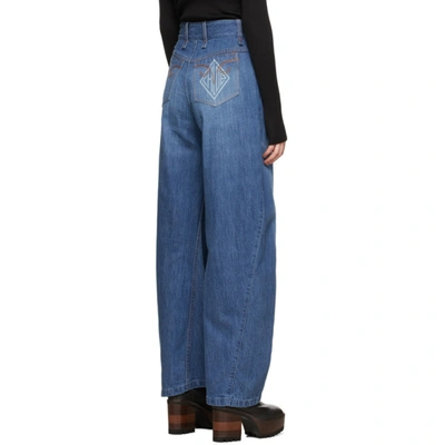 Shop Chloé Chloe Blue Organic Cotton Wide Jeans In 49x Denim B