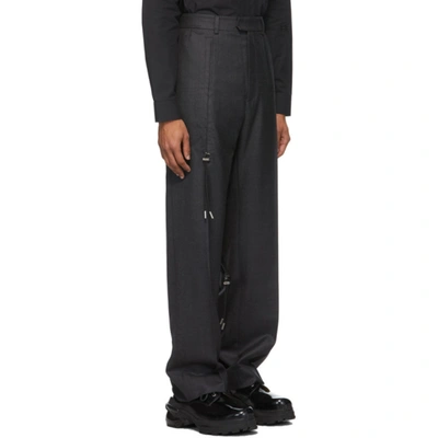 Shop Heliot Emil Grey Wool Drawstrings Trousers In Dark Grey