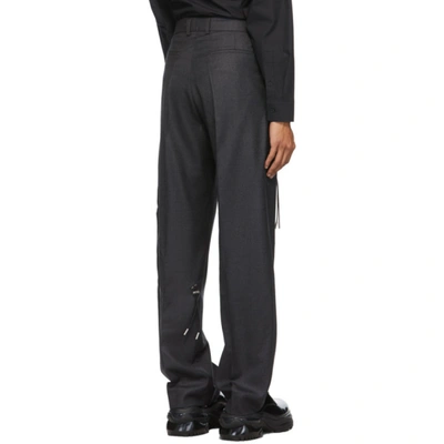Shop Heliot Emil Grey Wool Drawstrings Trousers In Dark Grey
