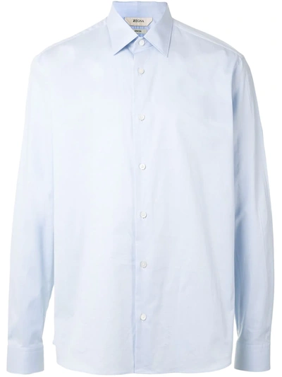Shop Ermenegildo Zegna Longsleeved Cotton Shirt In Blue