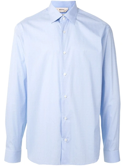 Shop Ermenegildo Zegna Fine Check Longsleeved Shirt In Blue