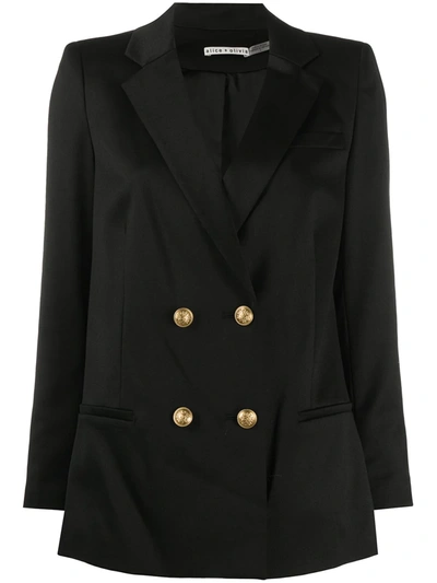 Shop Alice And Olivia Double-breasted Blazer In Black