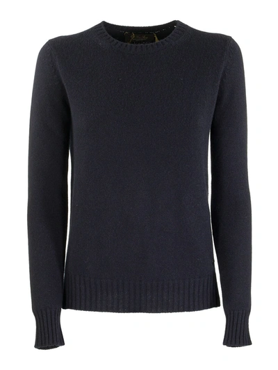 Shop Loro Piana Cashmere Crew Neck Sweater In Dark Blue