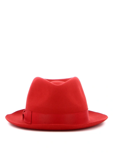 Shop Borsalino Sofie Fedora Hat In Red