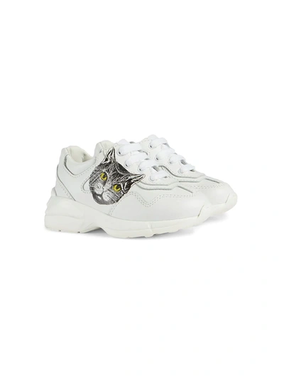 Shop Gucci Rhyton Mystic Cat Sneakers In White
