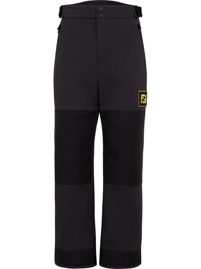 Shop Fendi Logo Patch Panelled Ski Trousers In Black