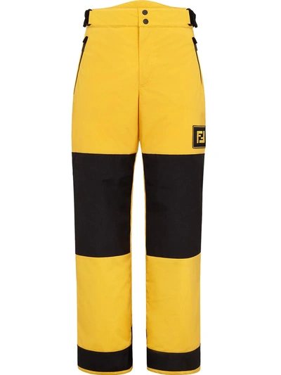 Shop Fendi Ff Motif Ski Trousers In Yellow