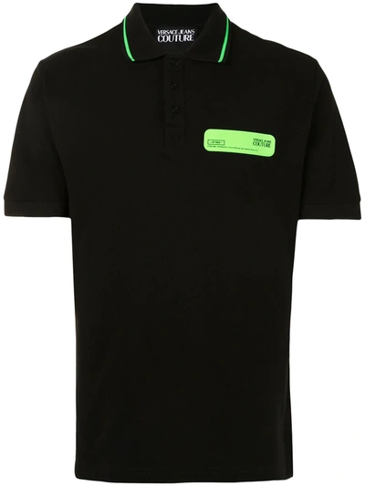 Shop Versace Jeans Couture Logo Patch Polo Shirt In Black