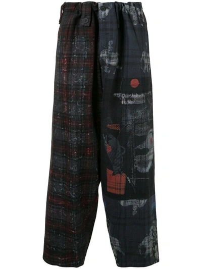 Shop Yohji Yamamoto Printed Wide-leg Trousers In Multicolour