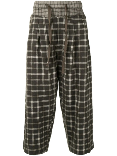 Shop Ziggy Chen Wide-leg Check Trousers In Brown