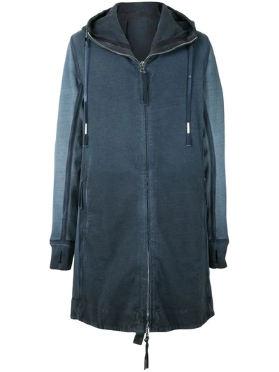 Shop Boris Bidjan Saberi Long-length Zip-up Hoodie In Blue