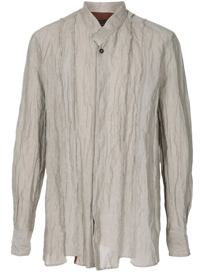 Shop Ziggy Chen Round Neck Long-sleeved Shirt In Grey