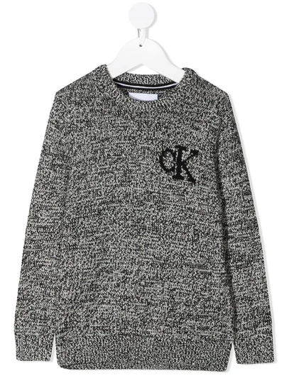 Shop Calvin Klein Marl-knit Logo Jumper In Black