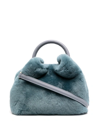 Shop Elleme Baozi Shearling Tote Bag In Blue