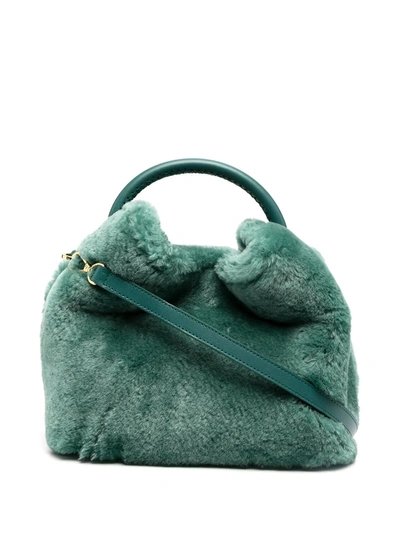 Shop Elleme Baozi Shearling Tote Bag In Green