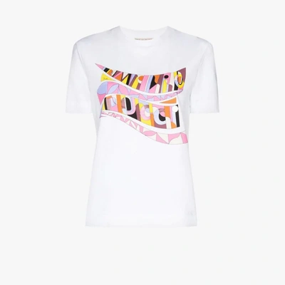 Shop Emilio Pucci White Abstract Print T-shirt