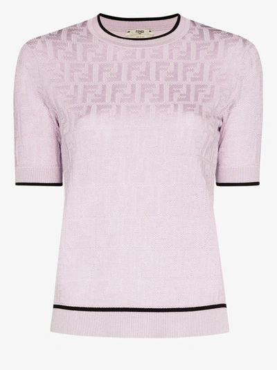 Shop Fendi Pink Ff Logo Jacquard Top