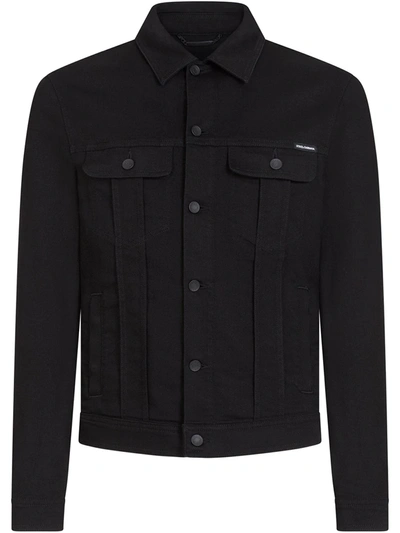 Shop Dolce & Gabbana Button-up Denim Jacket In Black