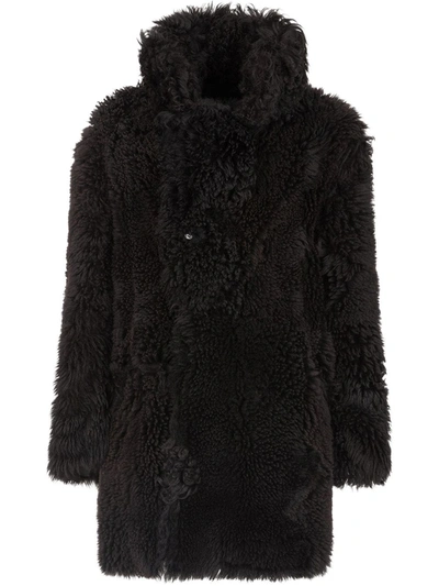 Shop Dolce & Gabbana Shearling Coat In Black