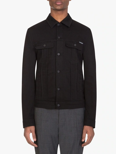 Shop Dolce & Gabbana Button-up Denim Jacket In Black