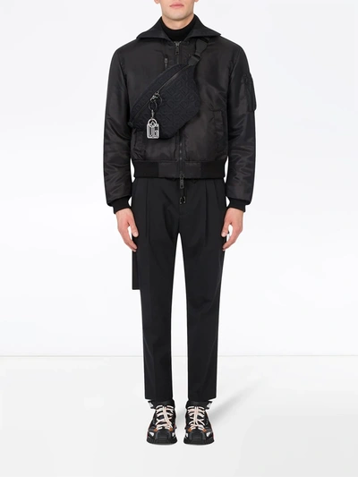 Shop Dolce & Gabbana High-collar Bomber Jacket In Black
