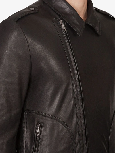 Dolce & Gabbana Multi-pocket Leather Biker Jacket In Black