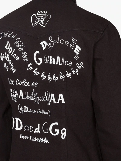 Shop Dolce & Gabbana Logo Print Denim Shirt In Black