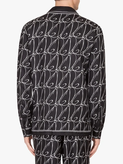 Shop Dolce & Gabbana Dg Logo Print Pyjama Shirt In Black