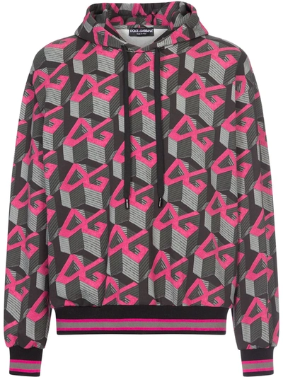 Shop Dolce & Gabbana Geometric Logo Print Hoodie In Black