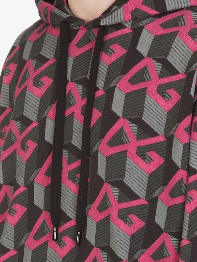 Shop Dolce & Gabbana Geometric Logo Print Hoodie In Black