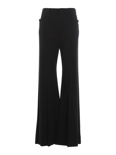 Shop Chloé Flared Bottom Stretch Wool Trousers In Black