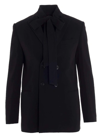 Shop Red Valentino Double-breasted Bow Jacket In Black