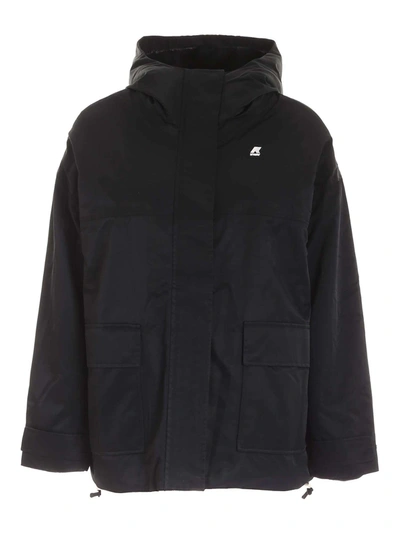 Shop K-way Naomi Nylon Fur Parka Jacket In Black