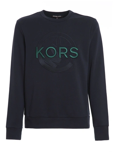 Shop Michael Kors Logo Lettering Embroidery Sweatshirt In Blue