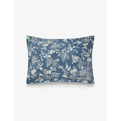 Shop Ralph Lauren Oxford Floral Cotton Pillowcase 51x71cm In Blue