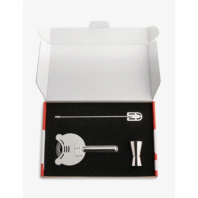 Shop Alessi Stainless Steel Cocktail Gift Set In Inox