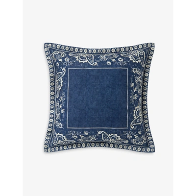 Shop Ralph Lauren Cottage Cotton-percale Pillowcase 65cm X 65cm In Blue