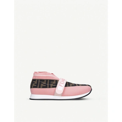 Shop Fendi Boys Pink Comb Kids Love Low Pull-on Knitted Trainers Age 6-7 Years 12.5