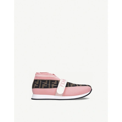 Shop Fendi Boys Pink Comb Kids Love Low Pull-on Knitted Trainers Age 6-7 Years 3.5