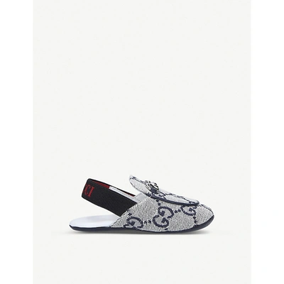 Shop Gucci Baby Princetown Leather Slippers 0-6 Months In Navy