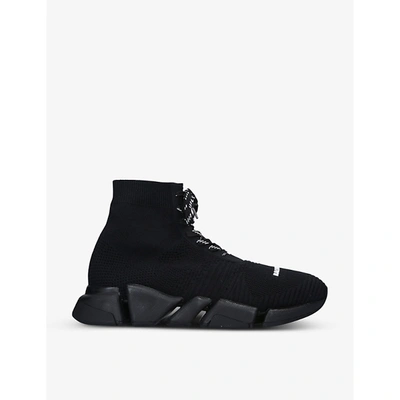 Balenciaga Speed Lace Up Stretch Knit Sneakers In Black