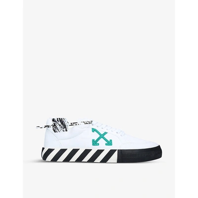Shop Off-white Arrow-embroidered Cotton Low-top Trainers In White/comb