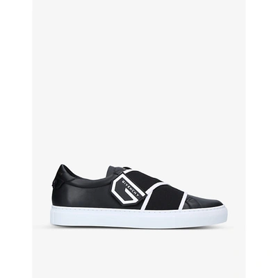 Shop Givenchy Knot Logo-strap Leather Trainers In Blk/white