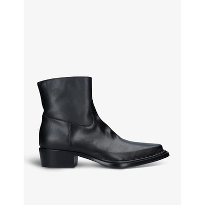 Shop Acne Studios Bruno Pointed-toe Leather Ankle Boots In Black