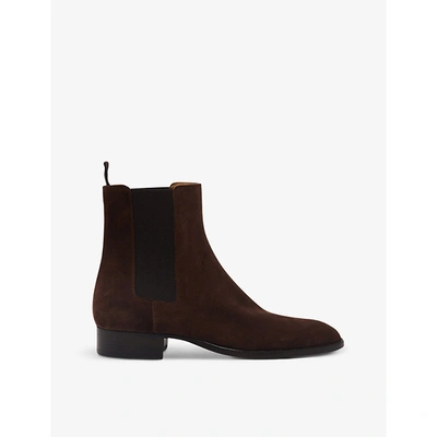 Shop Sandro Leather Chelsea Boots In Chocolate