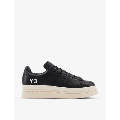 Shop Adidas Y3 Hicho Leather Platform Trainers In Black+white